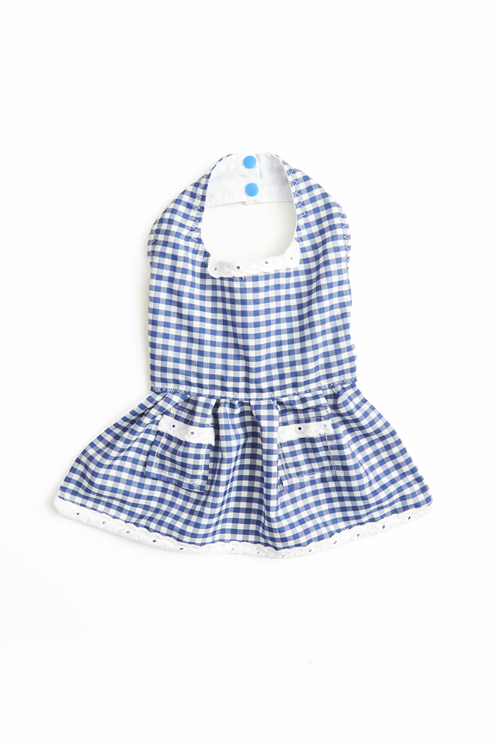 Vestido Popelina Cuadrillé Azul 2bol con Forro M