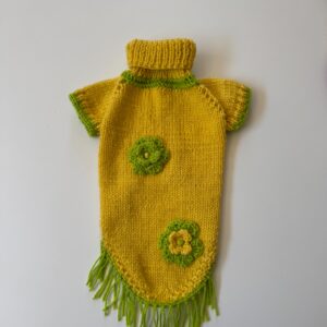Chaleco Amarillo con Flecos y Flor Verde S-M